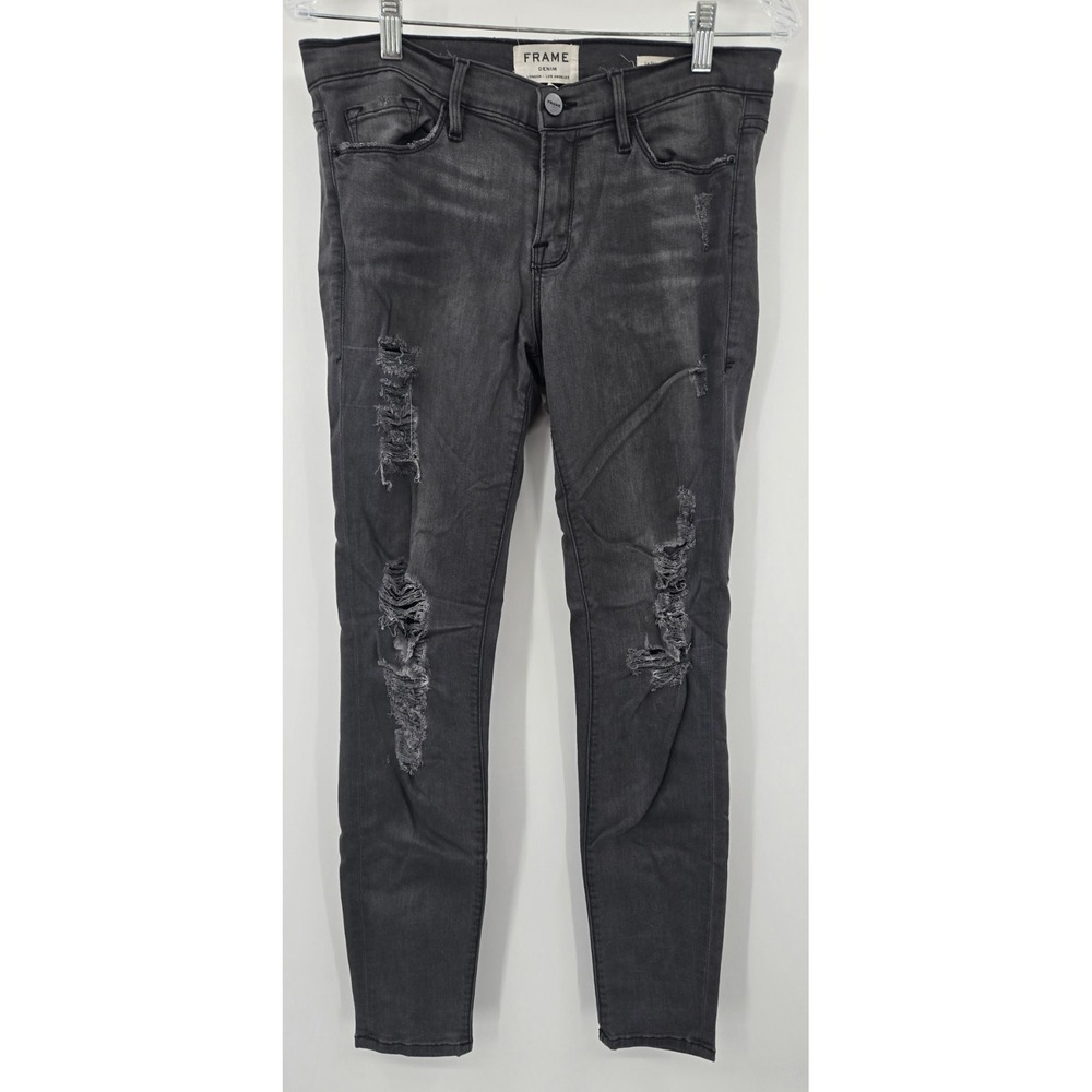 Frame Denim‎ Jeans Women's 28 Le Skinny De Jeanne Grey Shred Distressed Pants